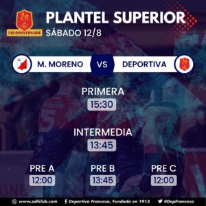 Sábado 12/8 M. Moreno vs. Deportiva.