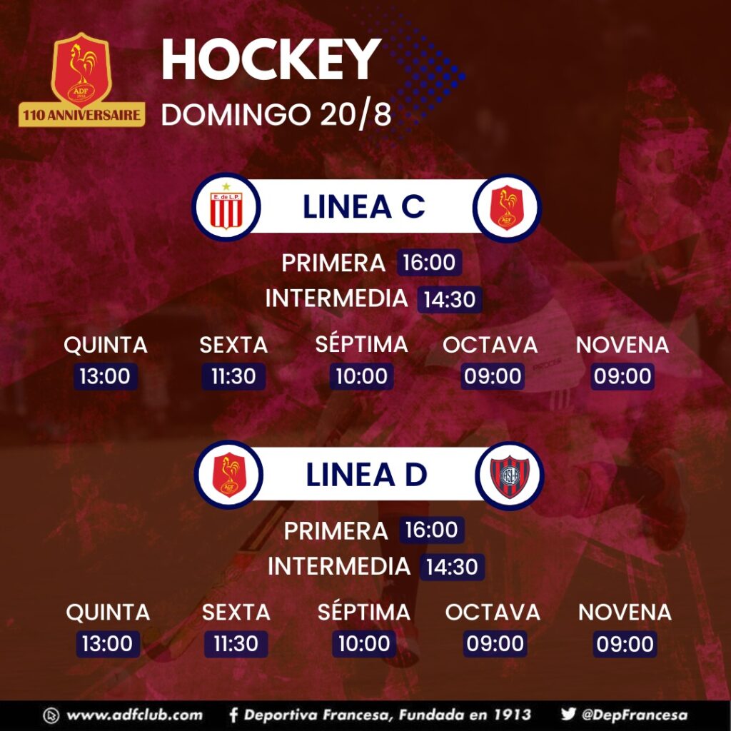 Hockey horarios domingo 20/08/23